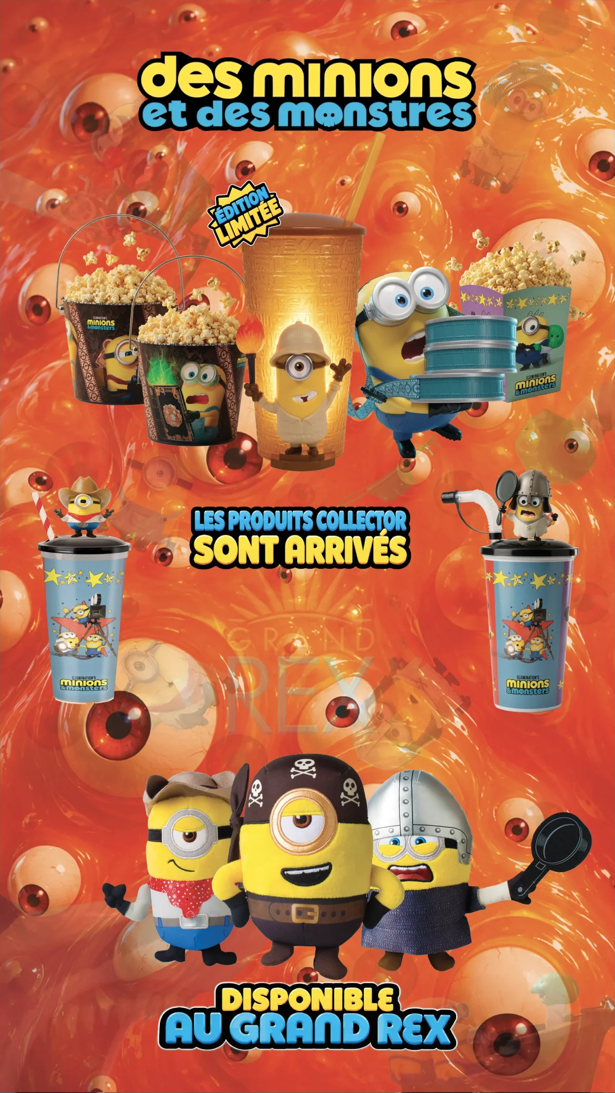 Affiche Des Minions et des monstres, composition réalisée par Timothée pour les produits collector du Grand Rex