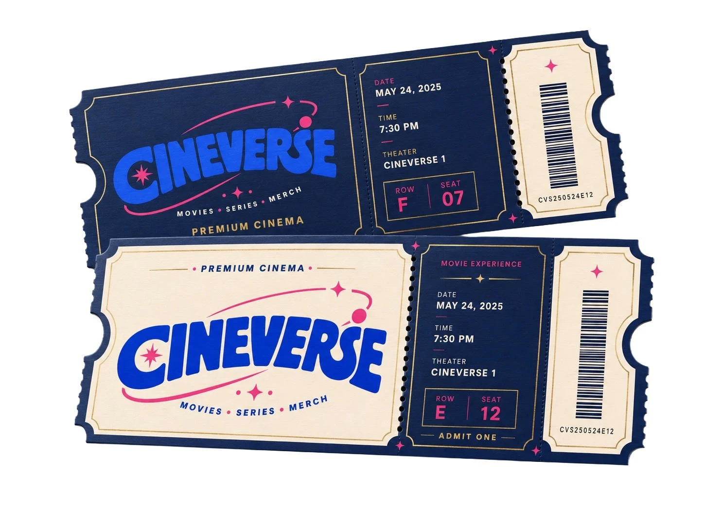 Déclinaison des tickets de cinéma CINEVERSE